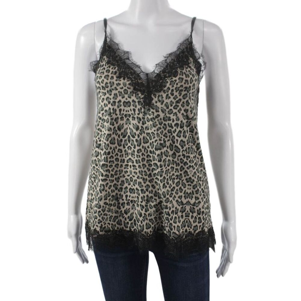Rosemunde Women Beige Animal Print V-Neck Tank Polyester Sleeveless Size 38
